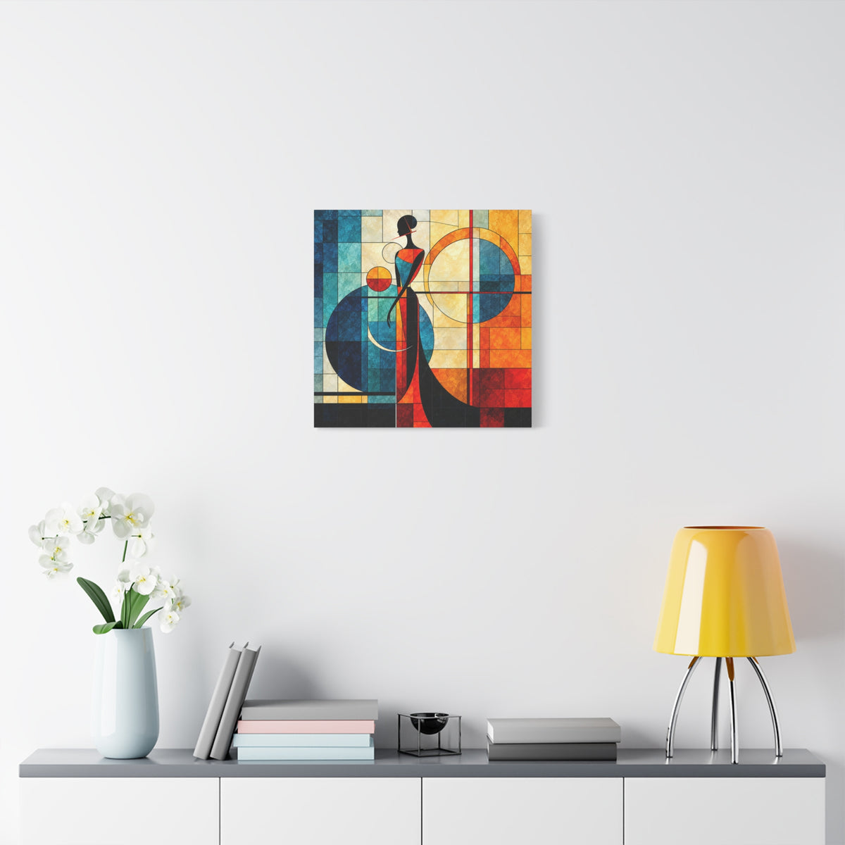 Solar Silhouette — Art Deco Stained Glass Woman Canvas