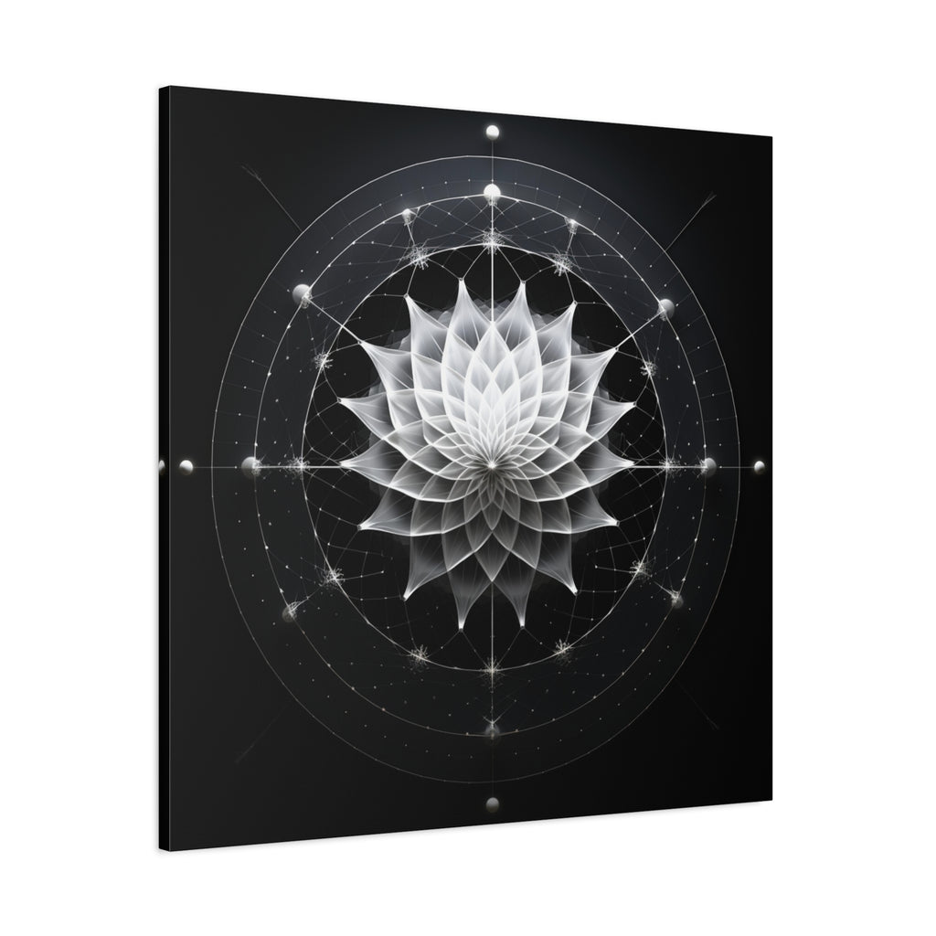 Orbit of Stillness — Monochrome Sacred Geometry Lotus Wall Art