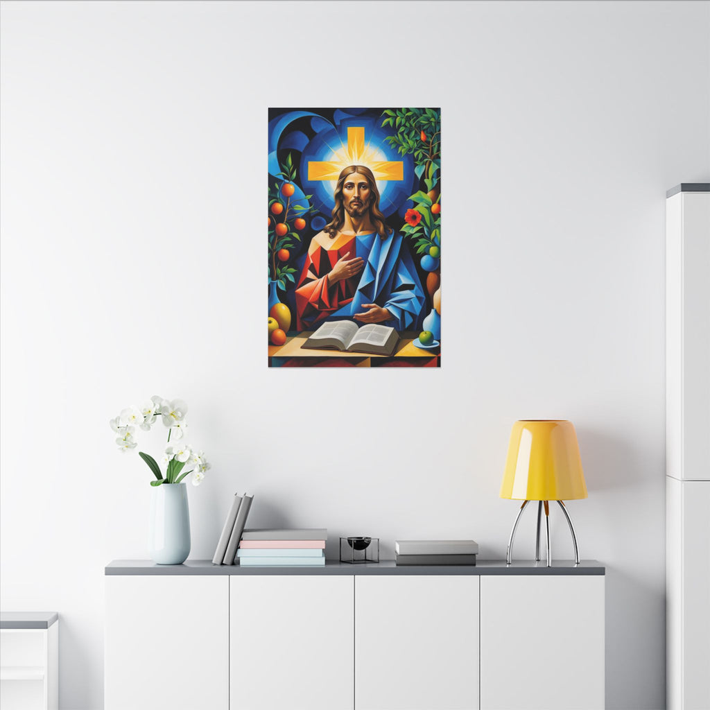 Garden of Grace – Modern Geometric Jesus Canvas Print