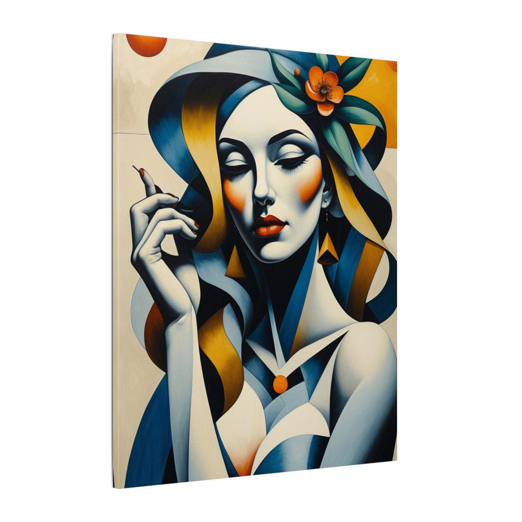 Blue Reverie – Geometric Female Portrait Canvas Print