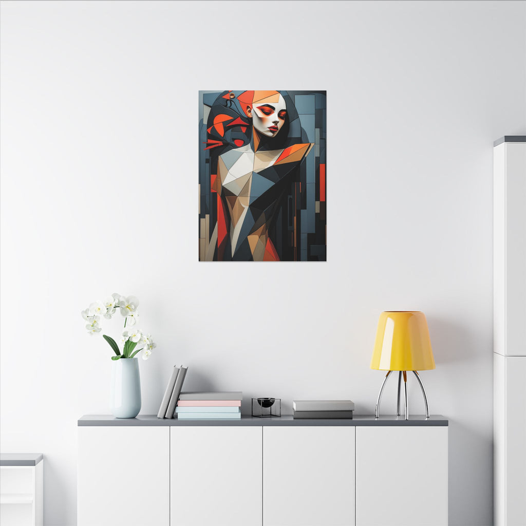Composed in Structure – Geometric Female Portrait Canvas Print