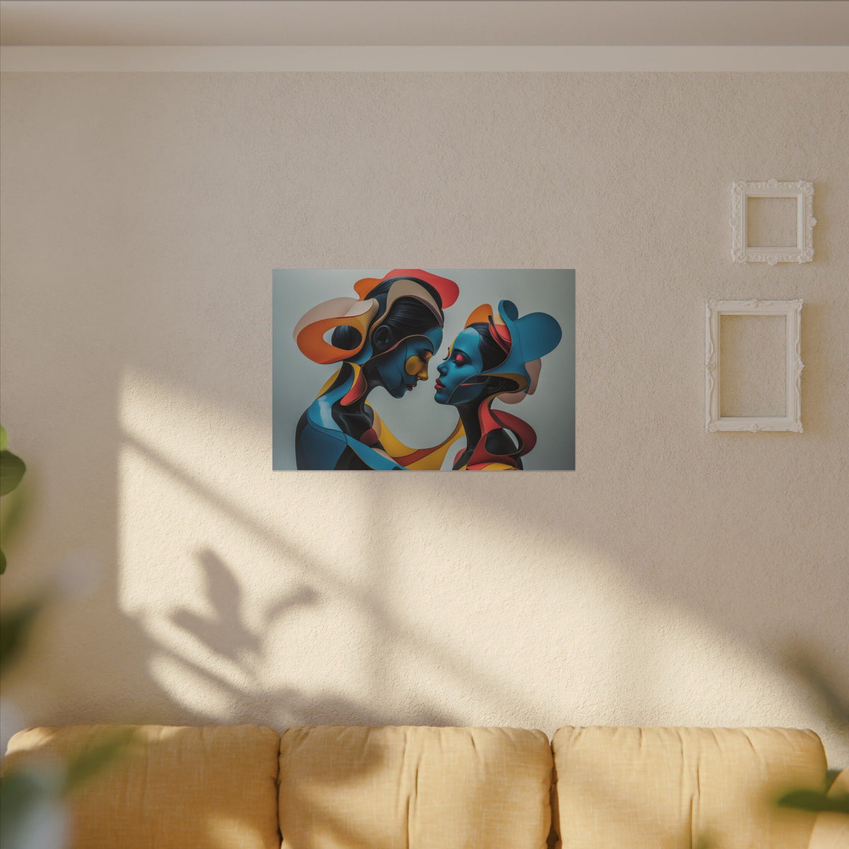 Almost Touching – Futurist Dual Portrait Canvas Print