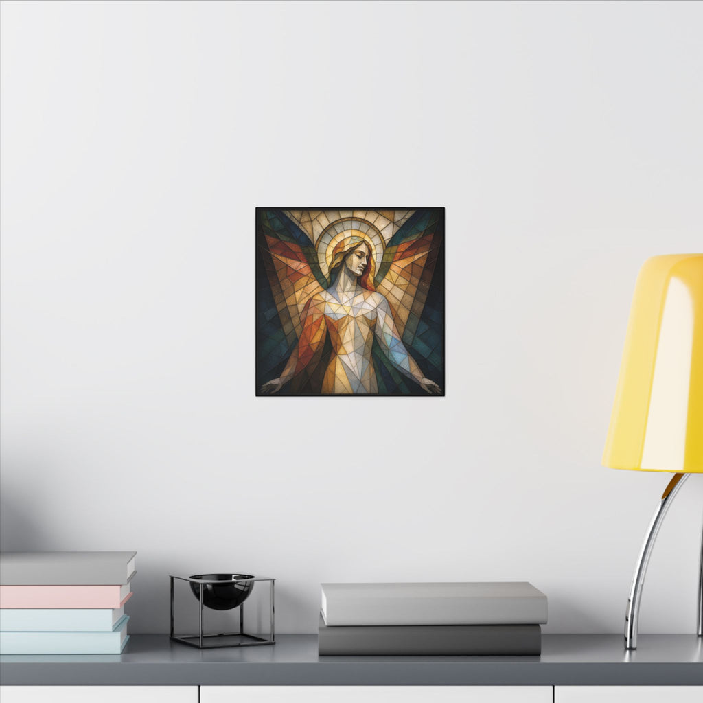 Grace in Light – Geometric Stained Glass Angel Canvas Print