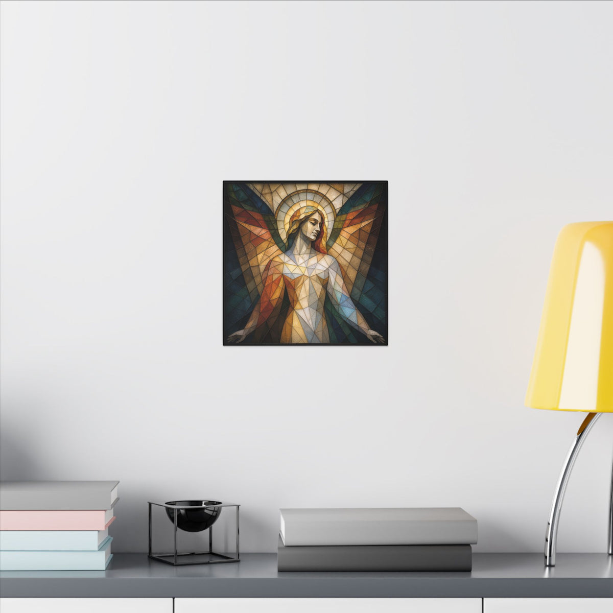 Grace in Light – Geometric Stained Glass Angel Canvas Print