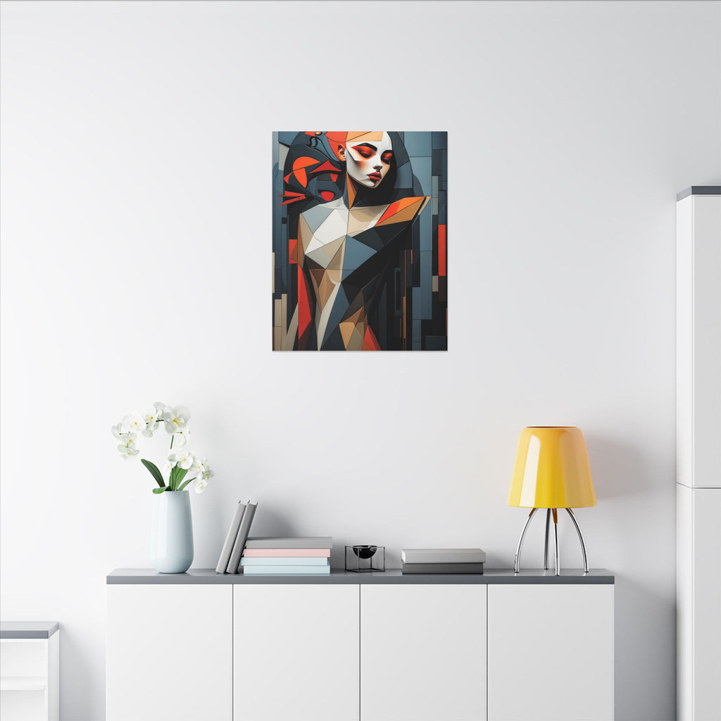 Composed in Structure – Geometric Female Portrait Canvas Print