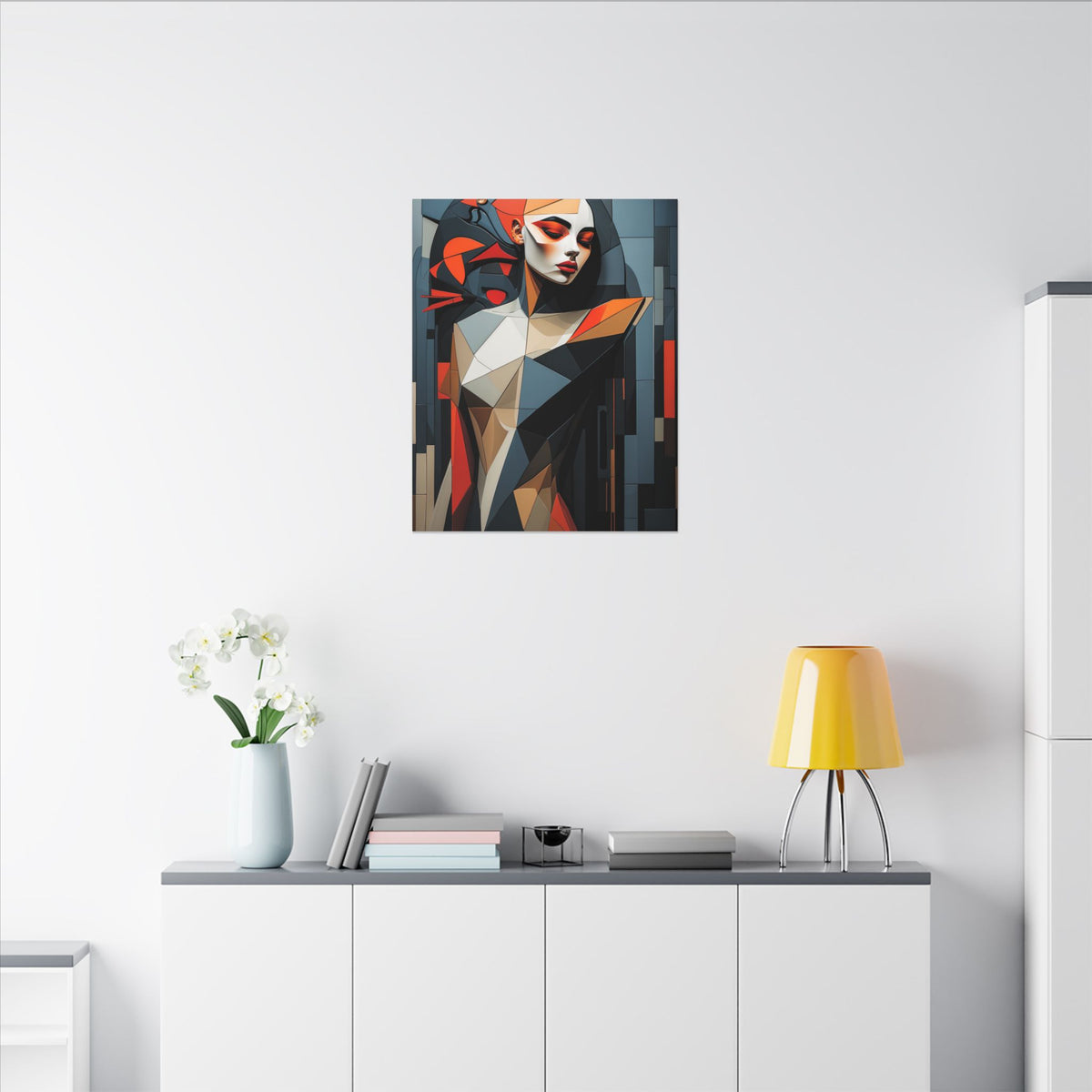 Composed in Structure – Geometric Female Portrait Canvas Print