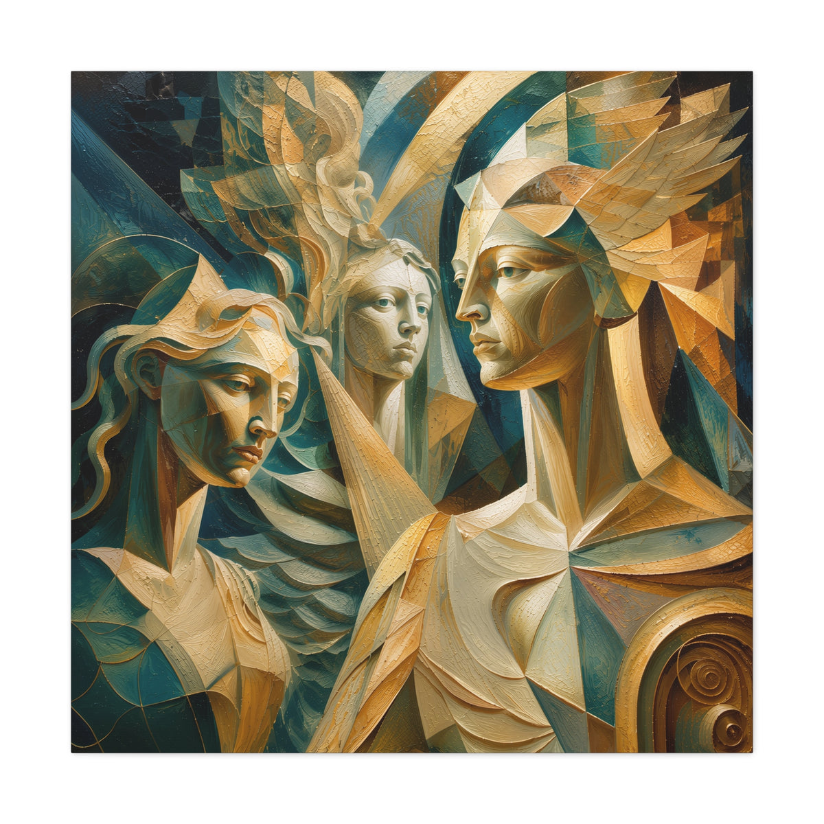 Chorus of Grace — Celestial Cubist Portrait Fine Art Print