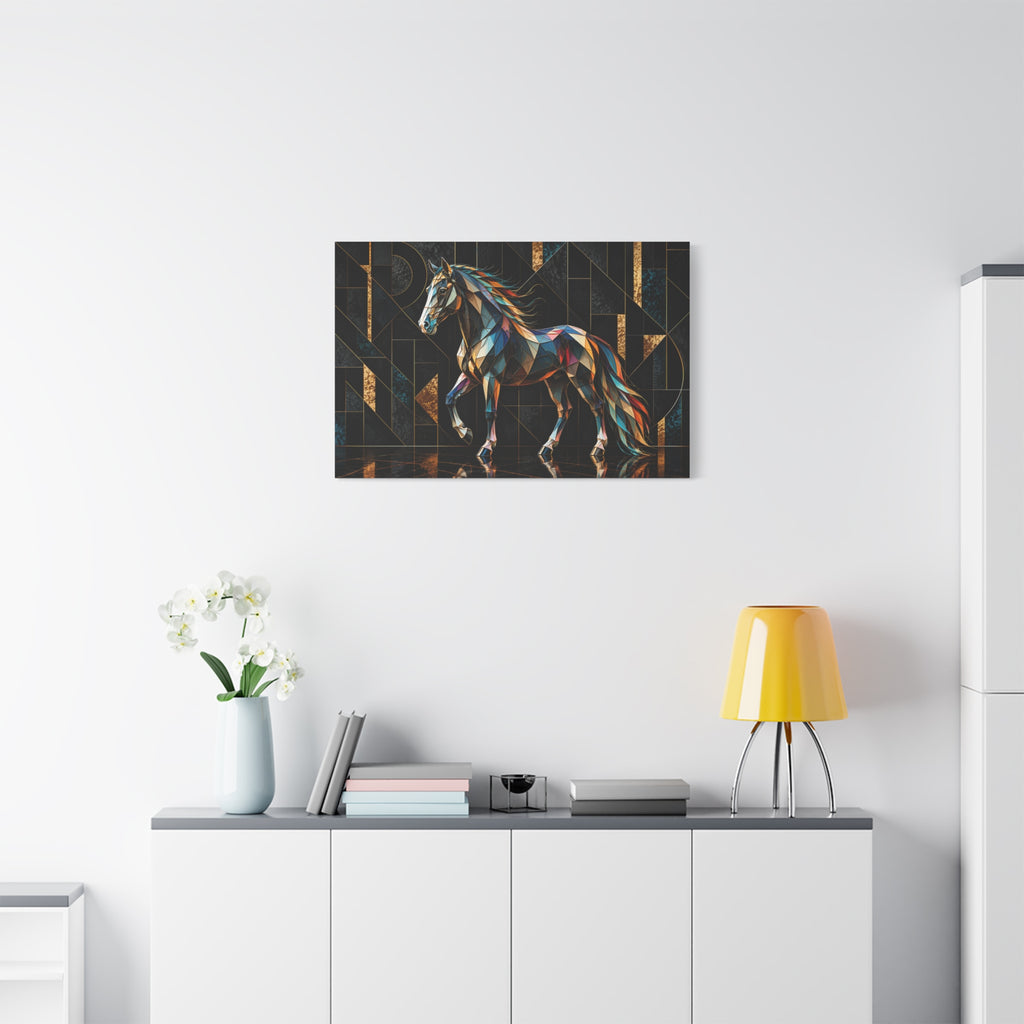 Prismatic Noir Stallion Matte Canvas Wall Art