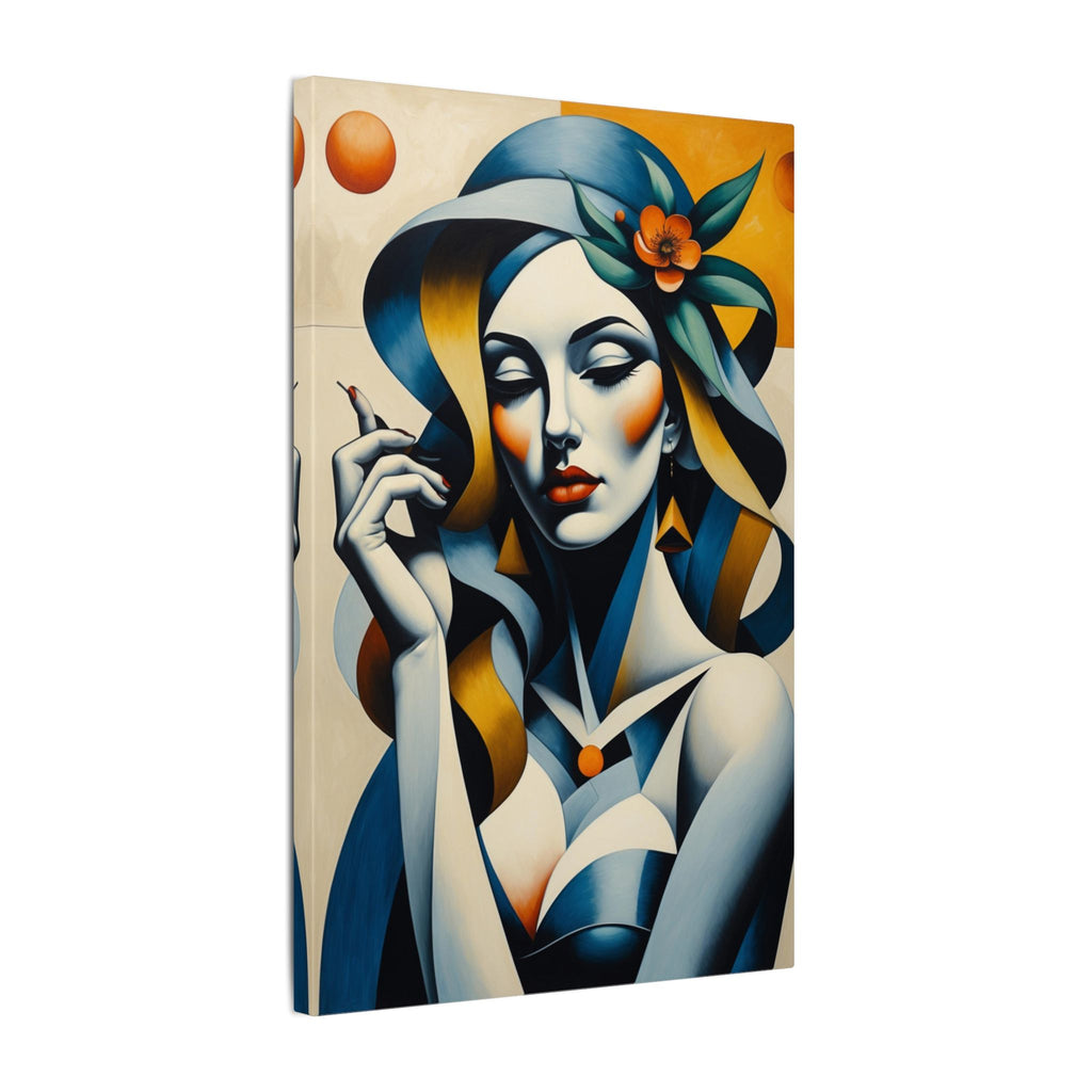Blue Reverie – Geometric Female Portrait Canvas Print
