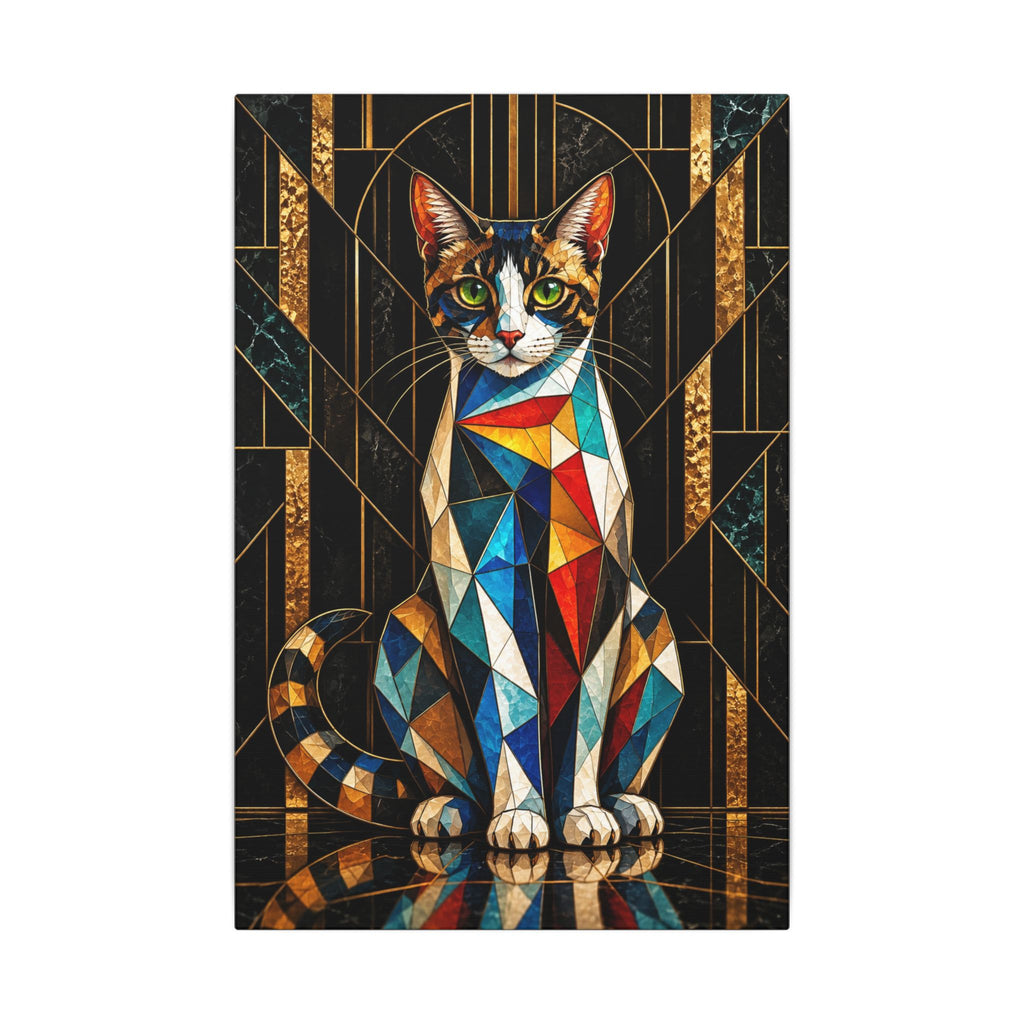 Curious Geometry – Geometric Cat Portrait Canvas Print