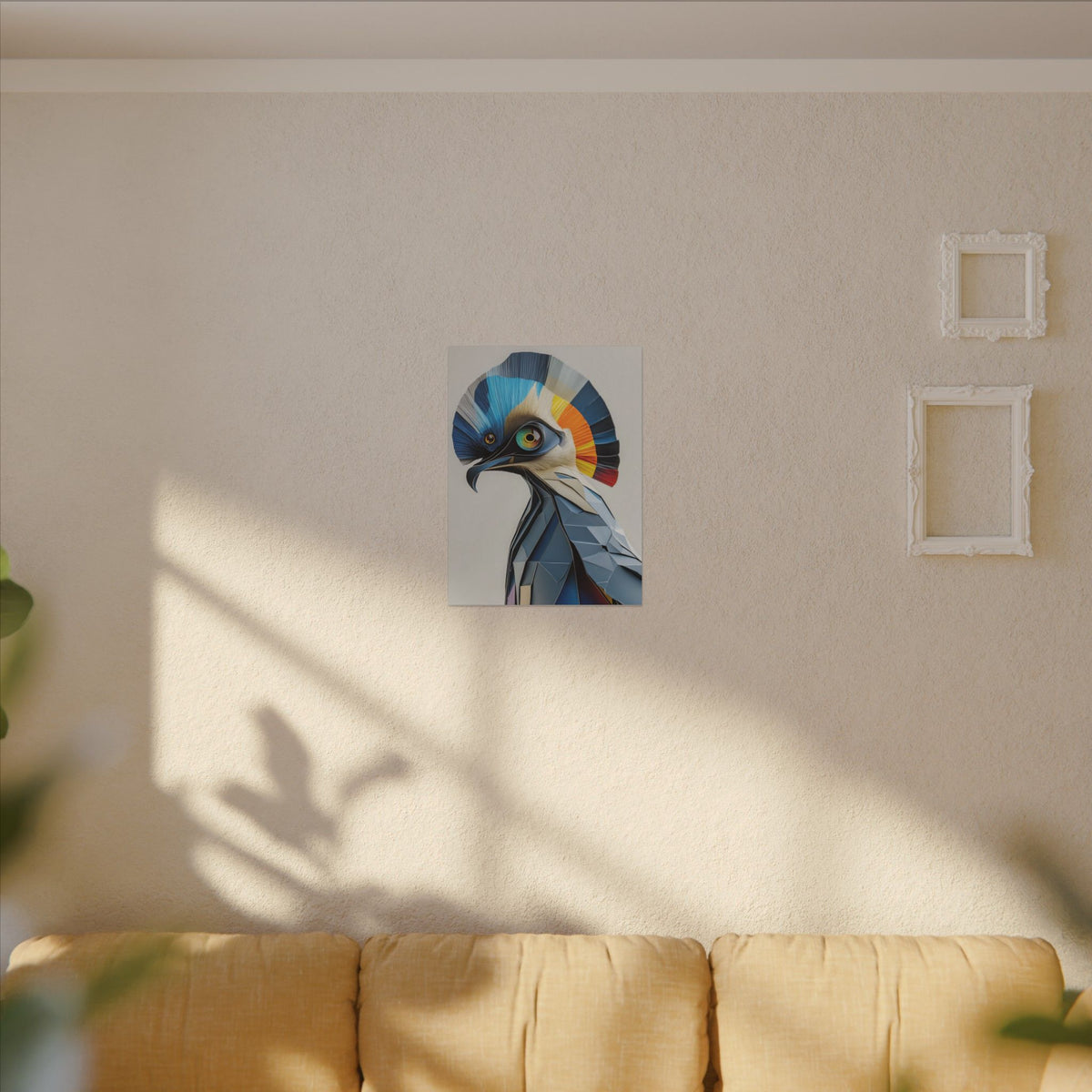 Crest of Light – Geometric Crested Bird Canvas Print