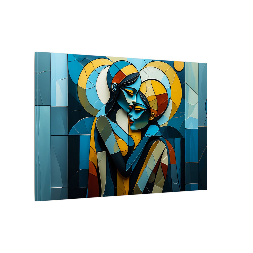 Where We Meet – Geometric Couple Embrace Canvas Print