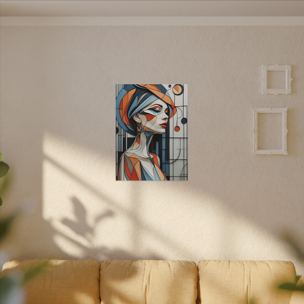 Poise in Orbit – Geometric Female Portrait Canvas Print