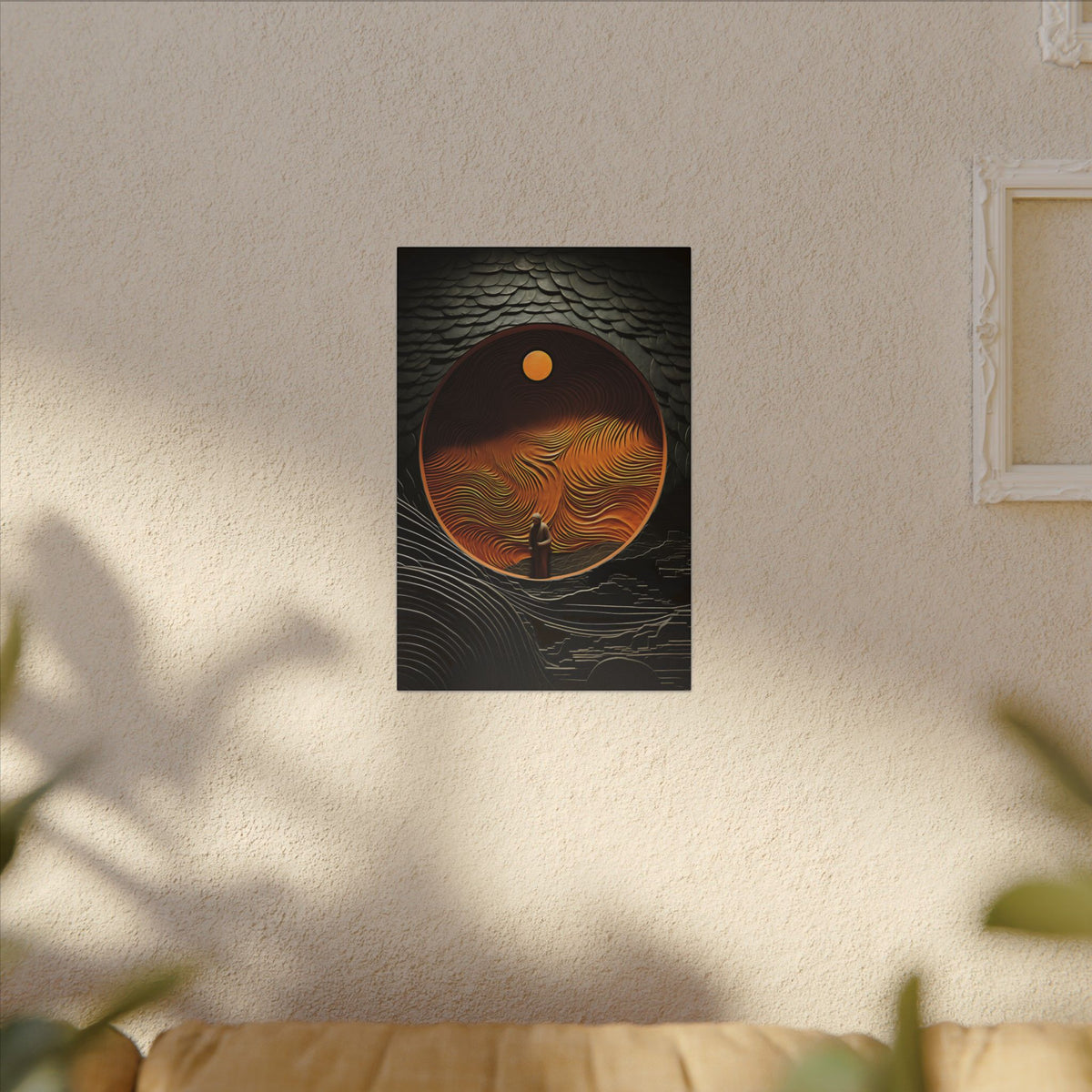 Inside the Orange Moon – Surreal Abstract Portal Canvas Print