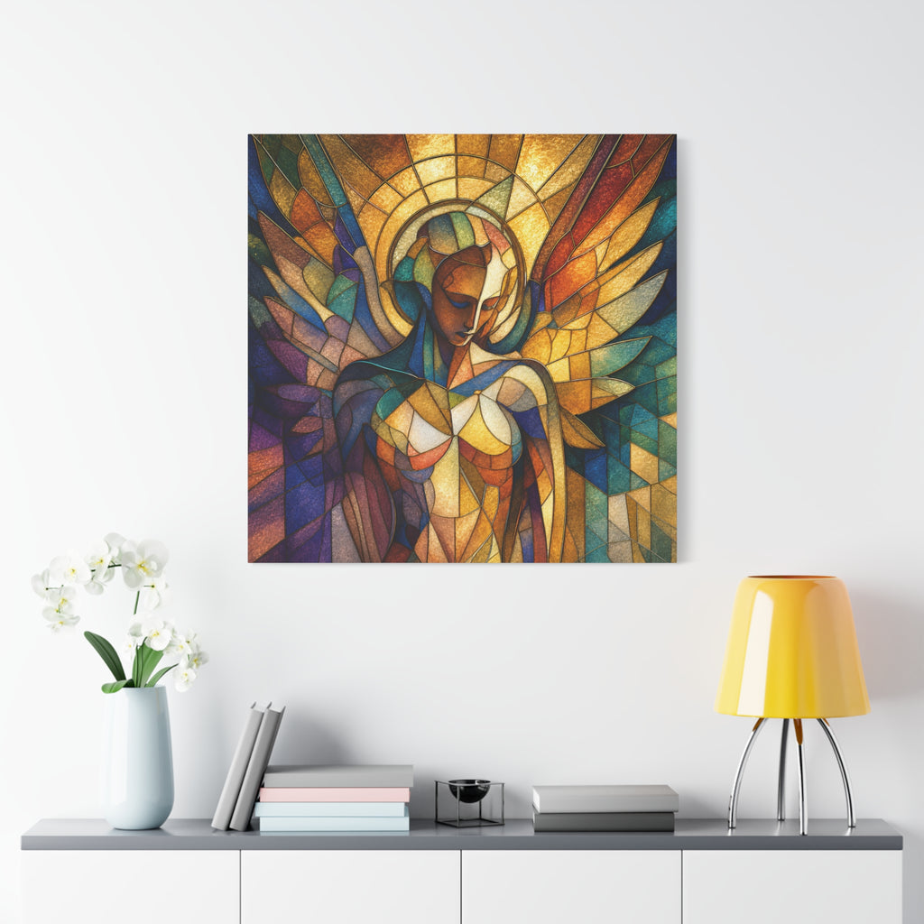 Grace in Full Color — Modern Stained Glass Angel Wall Art