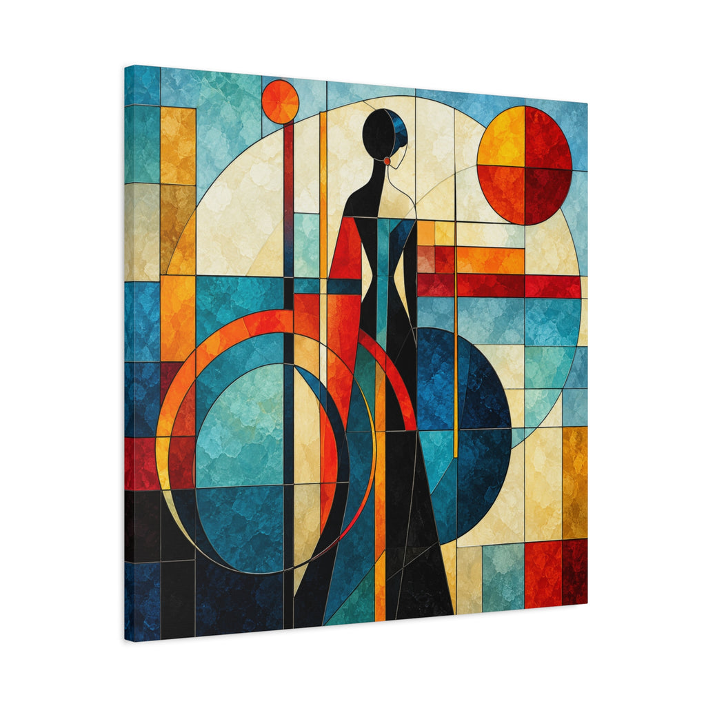 Solar Reverie — Art Deco Stained Glass Woman Canvas