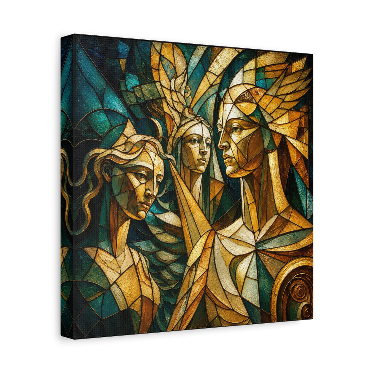 The Golden Council — Modern Stained Glass Figurative Wall Art