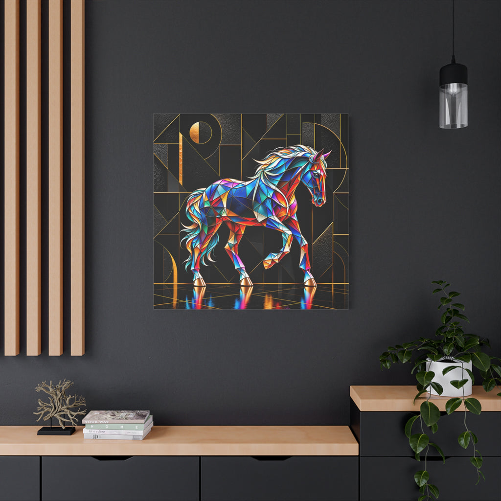 Prismatic Stallion — Stained Glass Geometric Horse Wall Art
