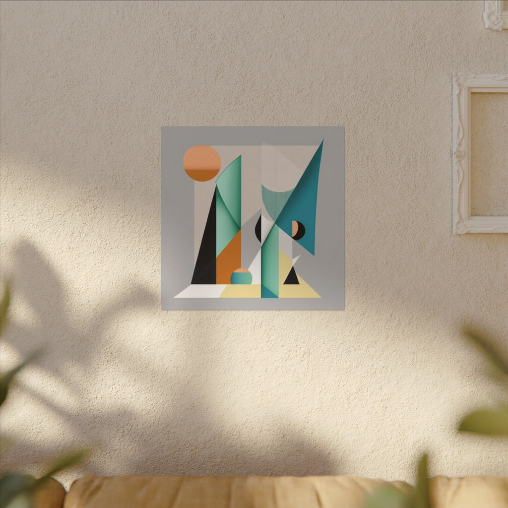 Geometry at Dusk – Teal Orange Geometric Abstract Canvas Print