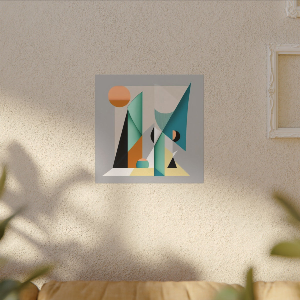 Geometry at Dusk – Teal Orange Geometric Abstract Canvas Print