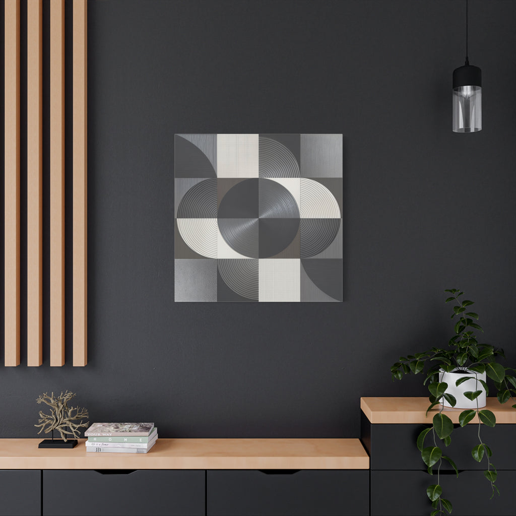 Measured Silence – Monochrome Geometric Circle Canvas Print