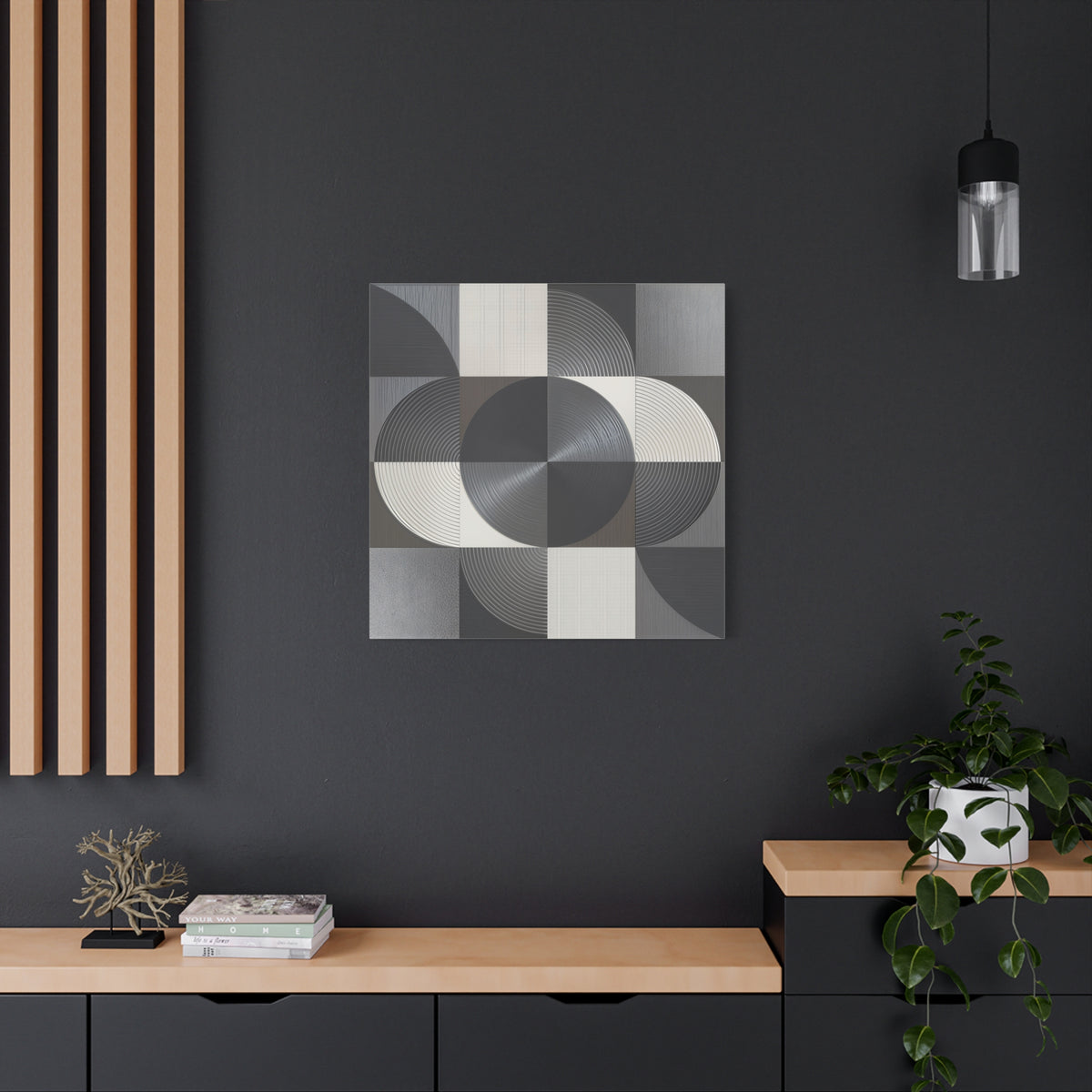 Measured Silence – Monochrome Geometric Circle Canvas Print
