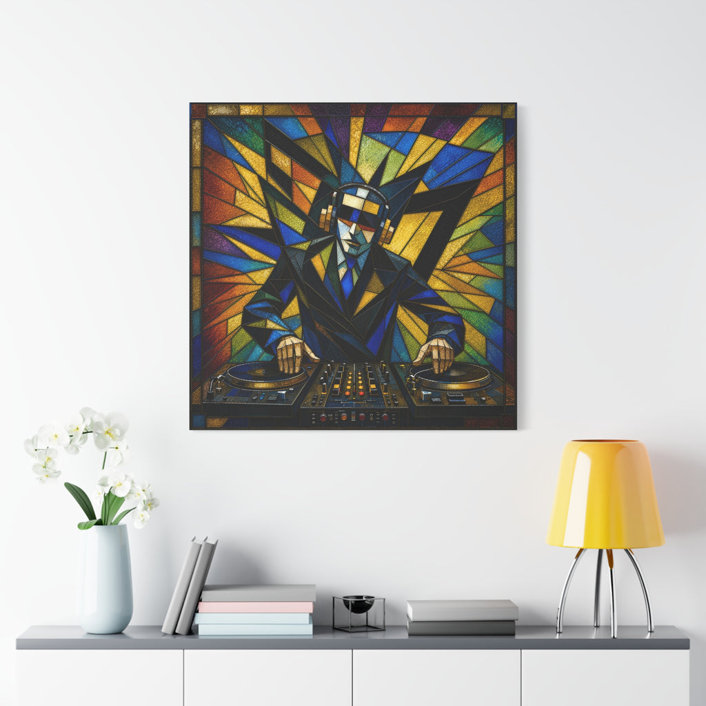 Frequency State – Abstract Stained Glass DJ Pop Art Canvas Print