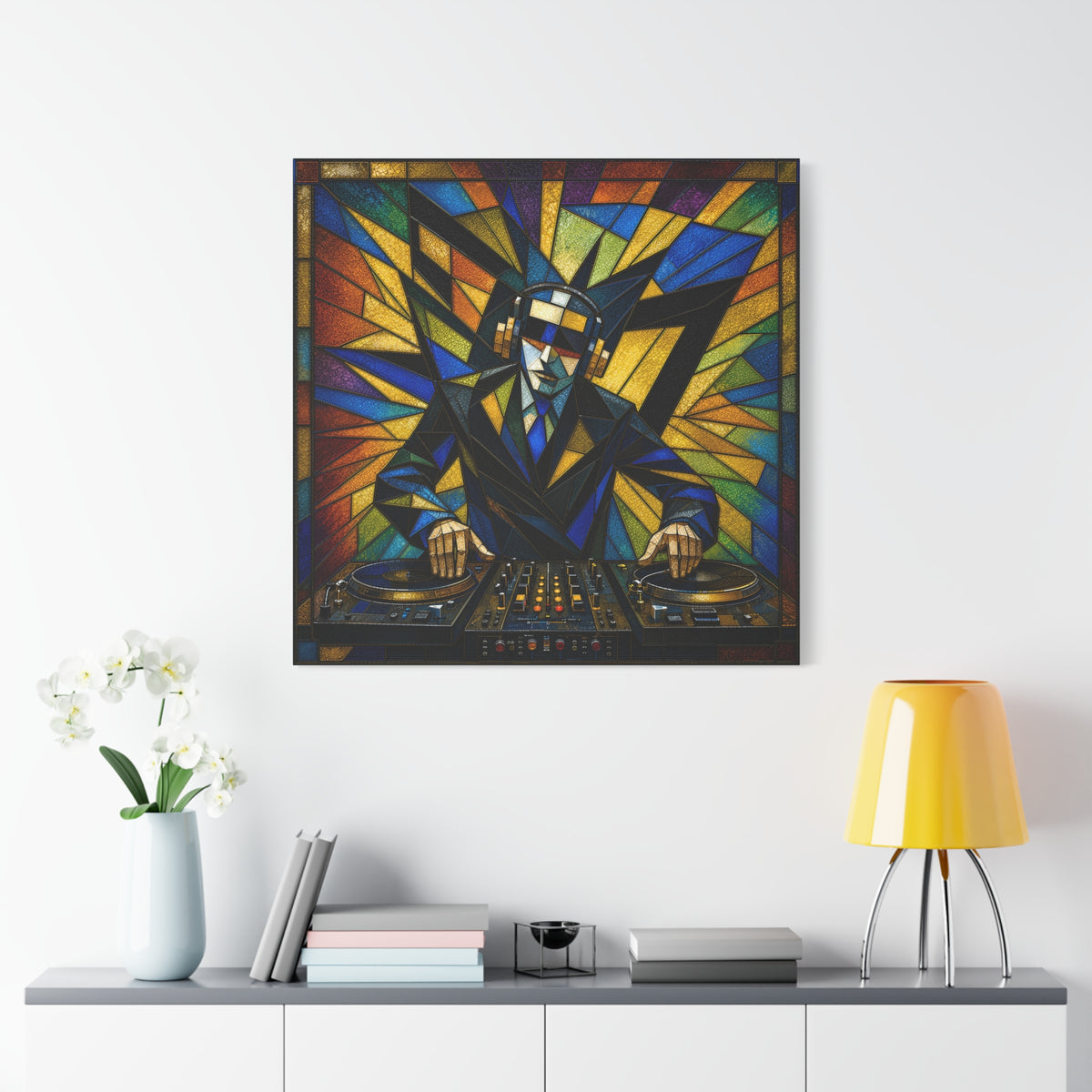 Frequency State – Abstract Stained Glass DJ Pop Art Canvas Print