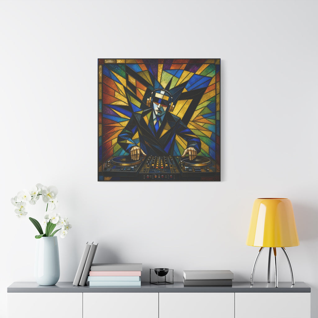 Frequency State – Abstract Stained Glass DJ Pop Art Canvas Print