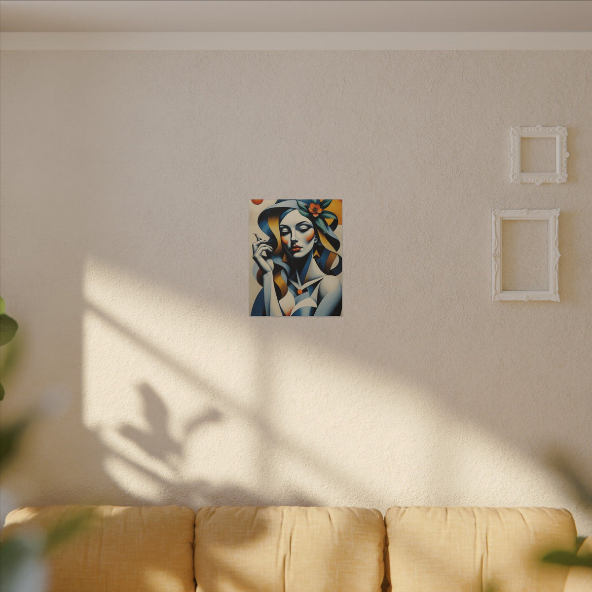 Blue Reverie – Geometric Female Portrait Canvas Print
