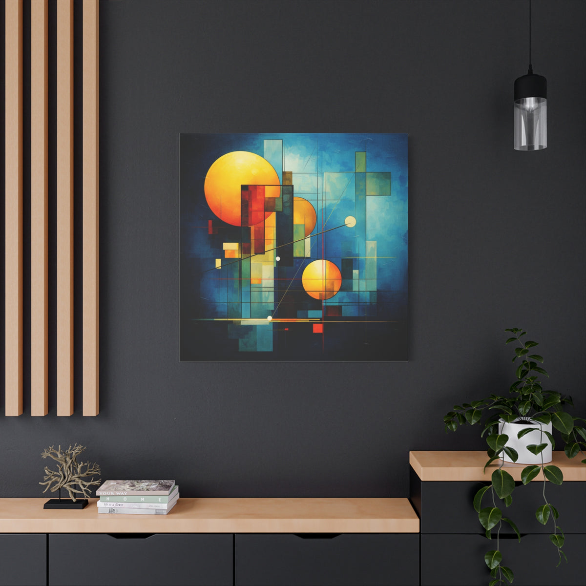Solar Blueprint – Geometric Abstract Sun Canvas Print