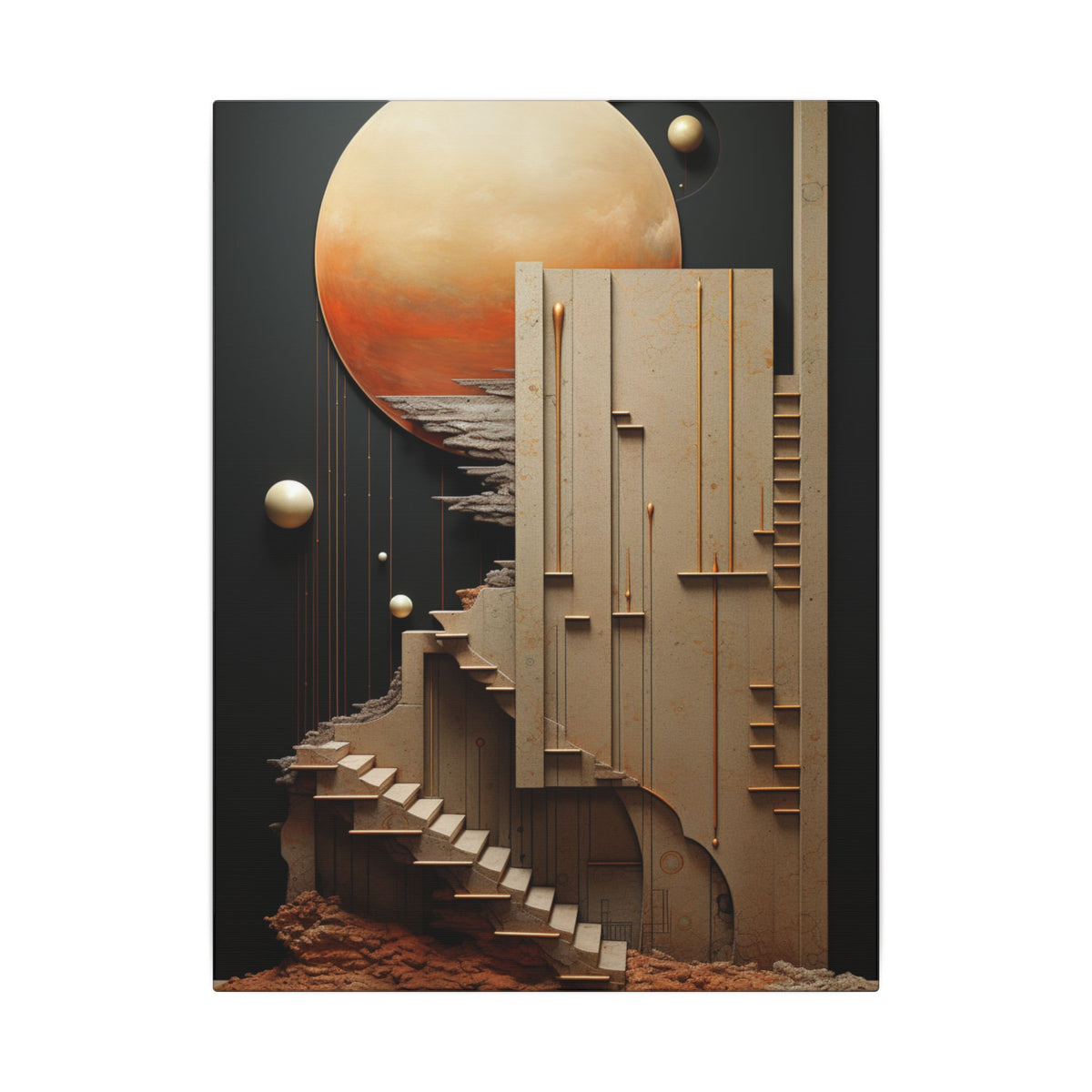 Stairway to Elsewhere – Surreal Futurist Architecture Canvas Print