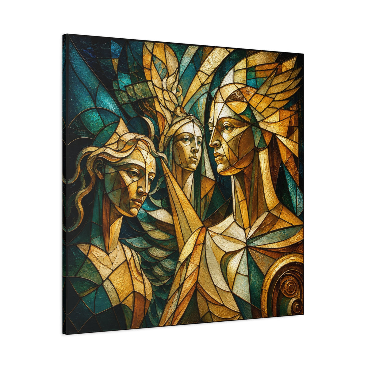 The Golden Council — Modern Stained Glass Figurative Wall Art