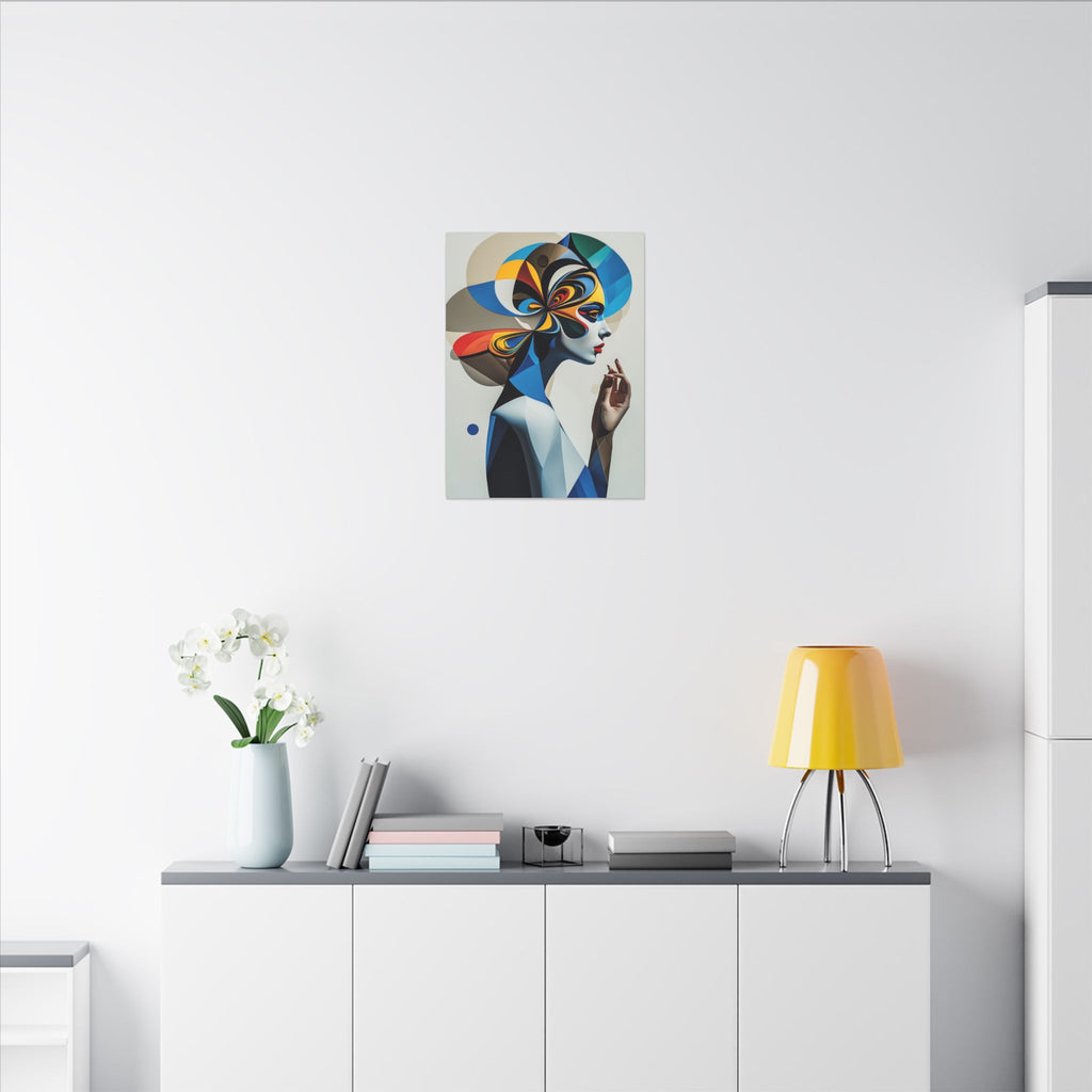 The Shape of Thought – Futurist Geometric Female Portrait Canvas Print