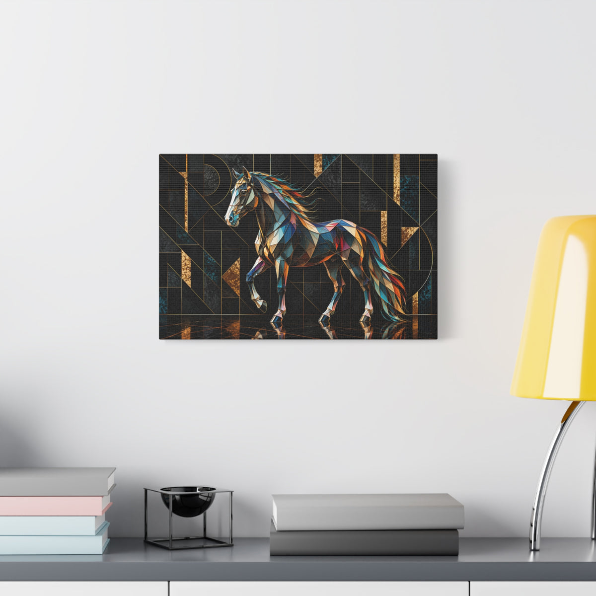 Prismatic Noir Stallion Matte Canvas Wall Art