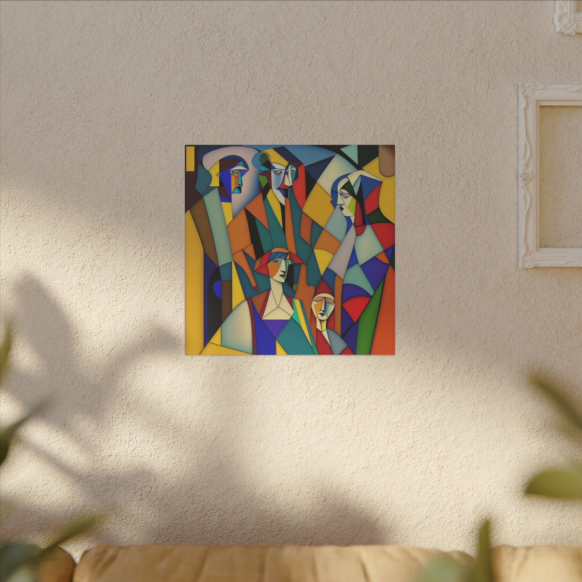 The Gathering of Selves – Colorful Geometric Figurative Canvas Print