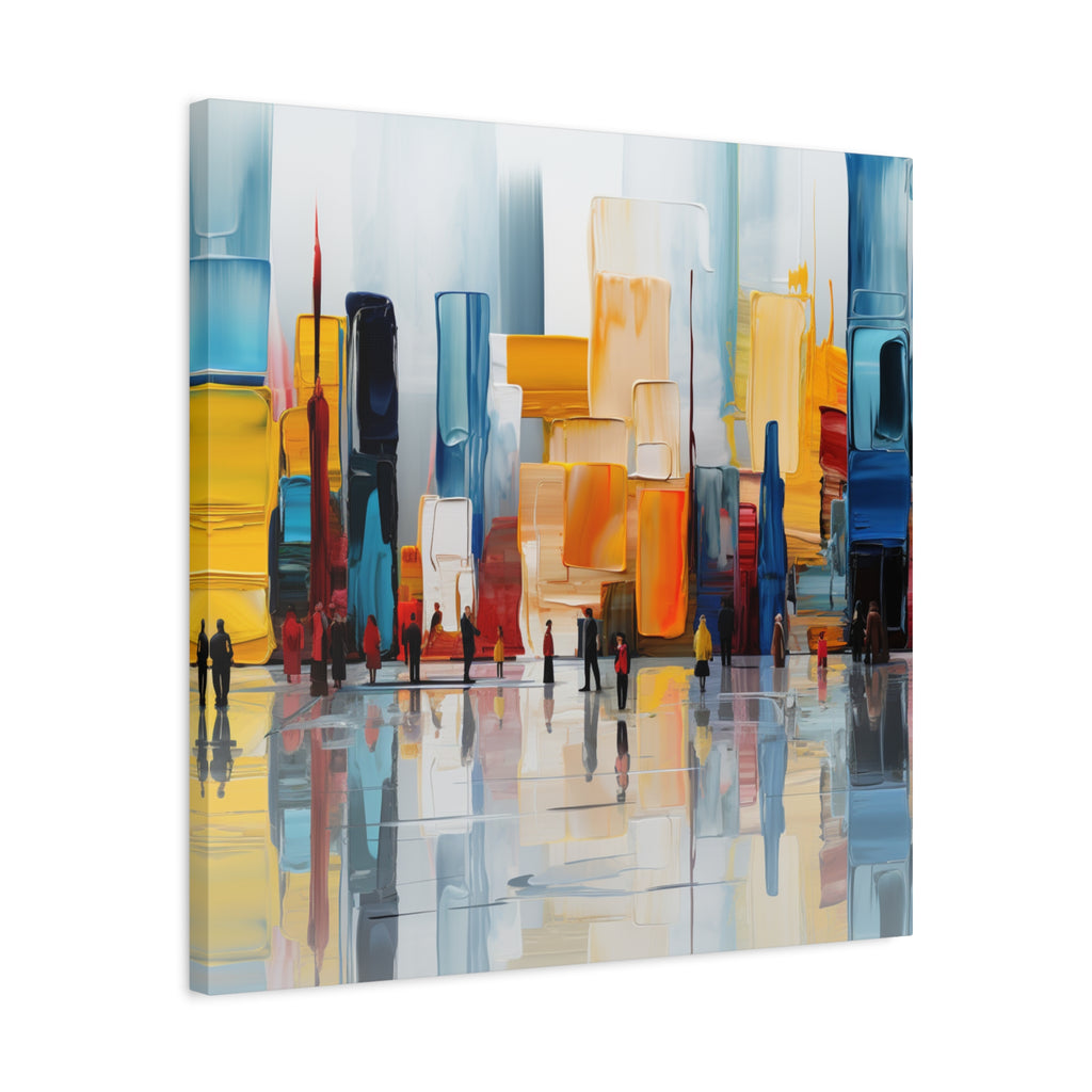 City in Reflection – Abstract Urban Skyline Canvas Print