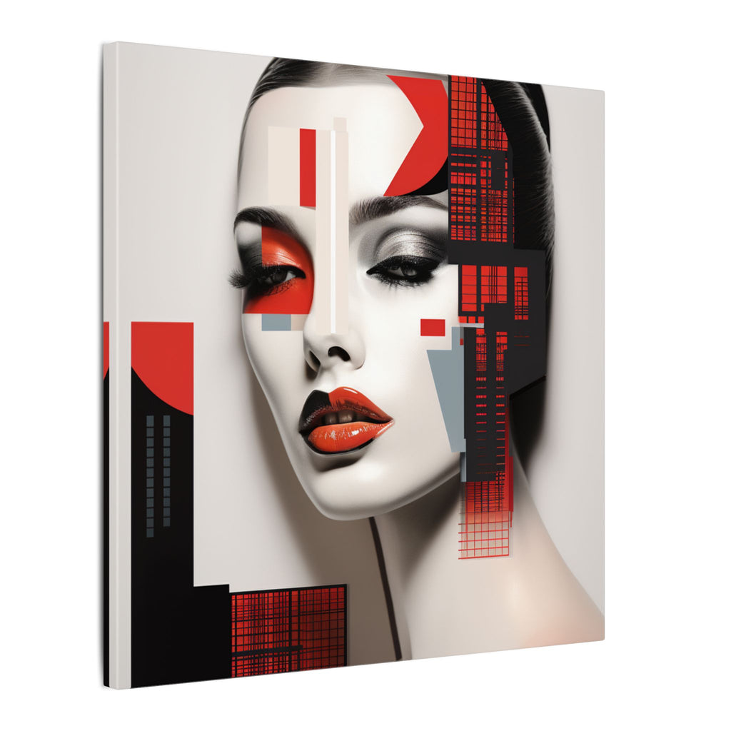 Red Syntax – Geometric Fashion Portrait Canvas Print