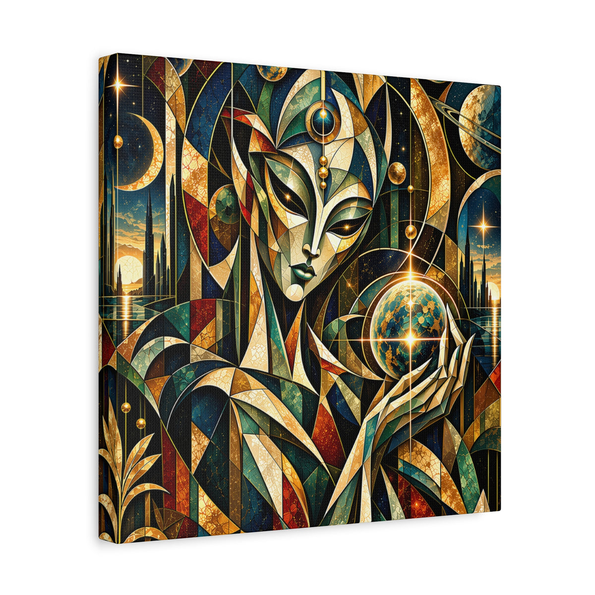 Keeper of Worlds — Futuristic Celestial Portrait Wall Art