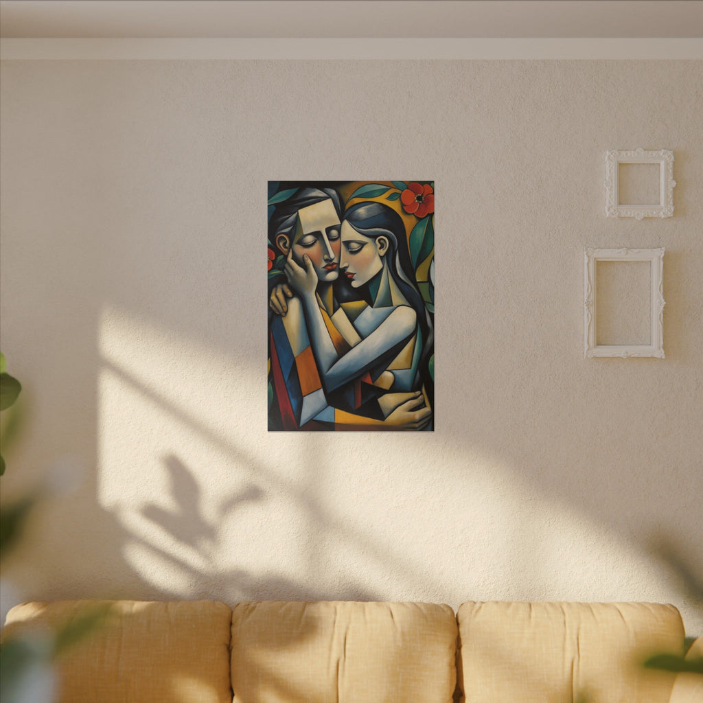 Close Enough to Hear – Modern Geometric Couple Portrait Canvas Print
