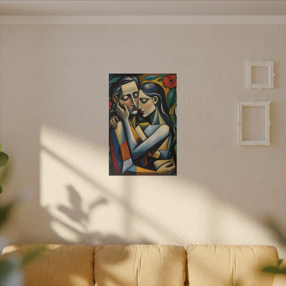 Close Enough to Hear – Modern Geometric Couple Portrait Canvas Print