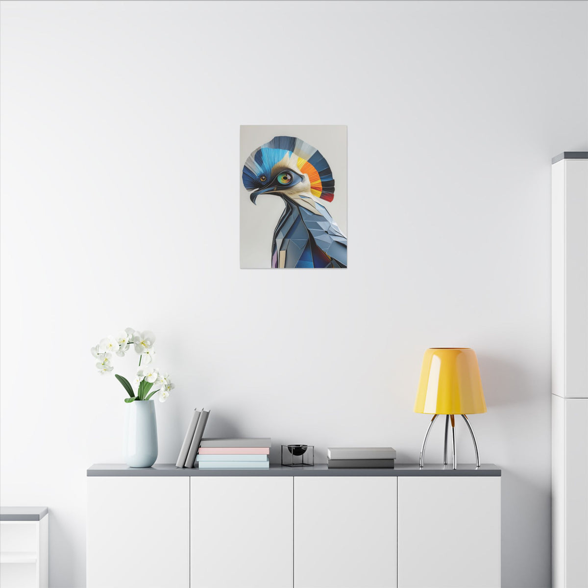 Crest of Light – Geometric Crested Bird Canvas Print