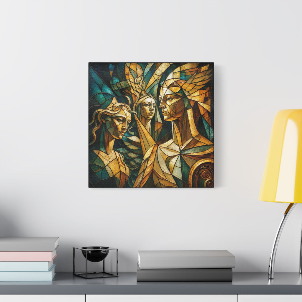 The Golden Council — Modern Stained Glass Figurative Wall Art