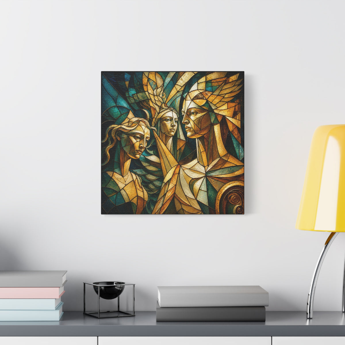 The Golden Council — Modern Stained Glass Figurative Wall Art