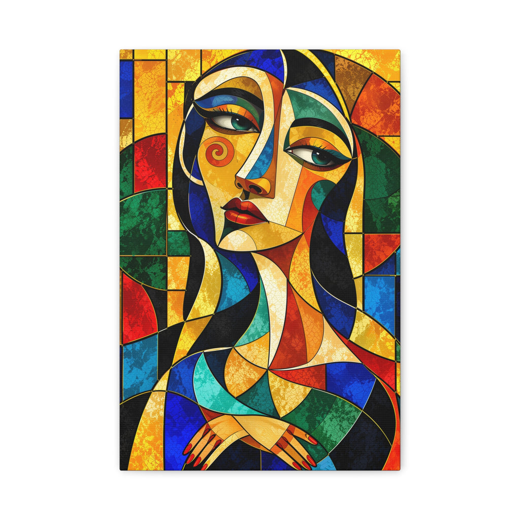 The Geometry of Her — Cubist Stained Glass Portrait Fine Art Print