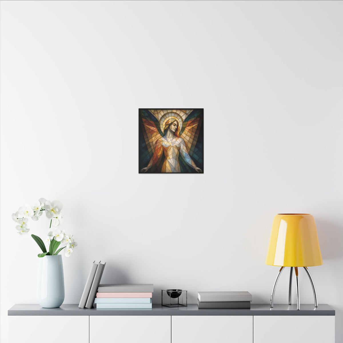 Grace in Light – Geometric Stained Glass Angel Canvas Print