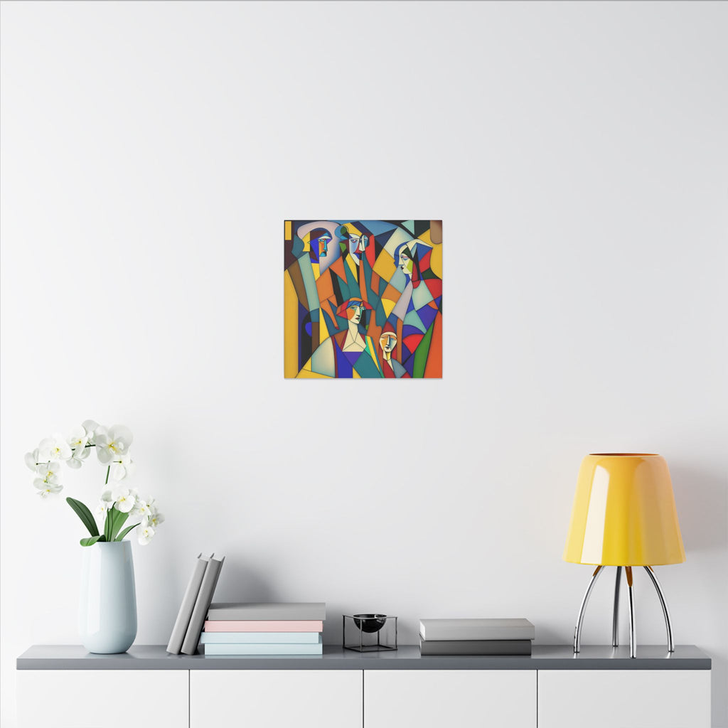 The Gathering of Selves – Colorful Geometric Figurative Canvas Print