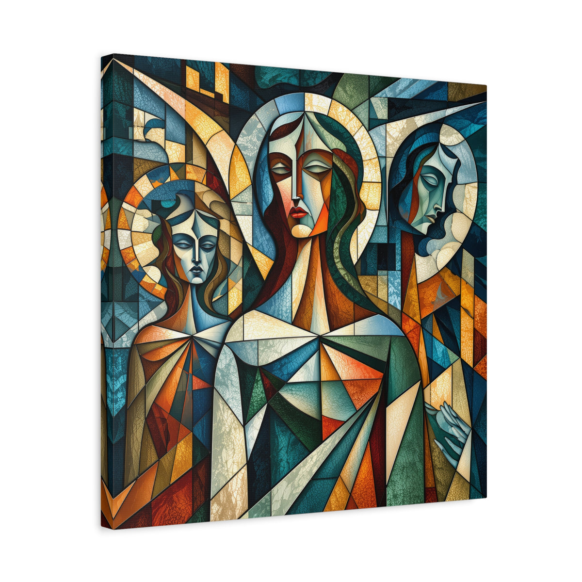 The Ones Who Watch Over Us | Cubist Stained Glass Angel Art