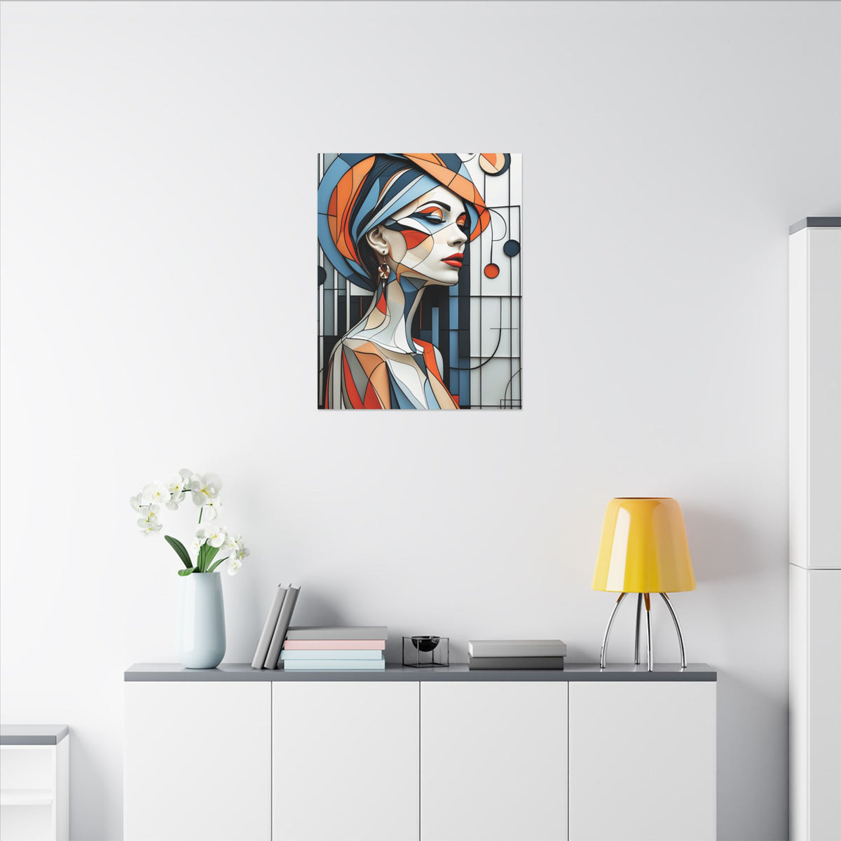 Poise in Orbit – Geometric Female Portrait Canvas Print