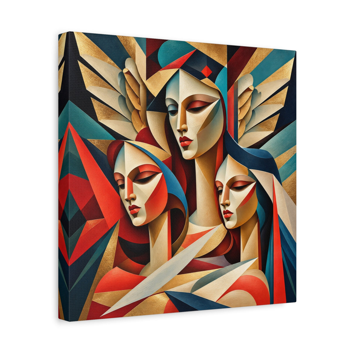 Triad of Grace — Art Deco Cubist Angel Fine Art Print